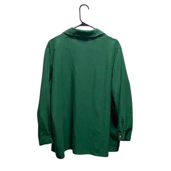 Bob Mackie Wearable Art Embroidered Vintage Button Down Blouse Green Size 1X - Picture 9 of 12